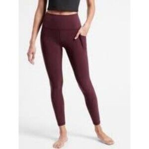 Athleta Interval Stash High Rise 7/8 Pocket Legging Size Large Cypress Wine